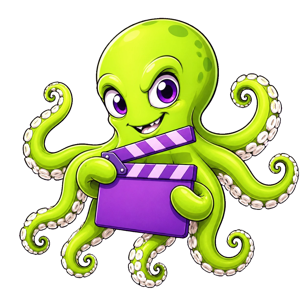 Monster gurita Kliper memegang movie clapper